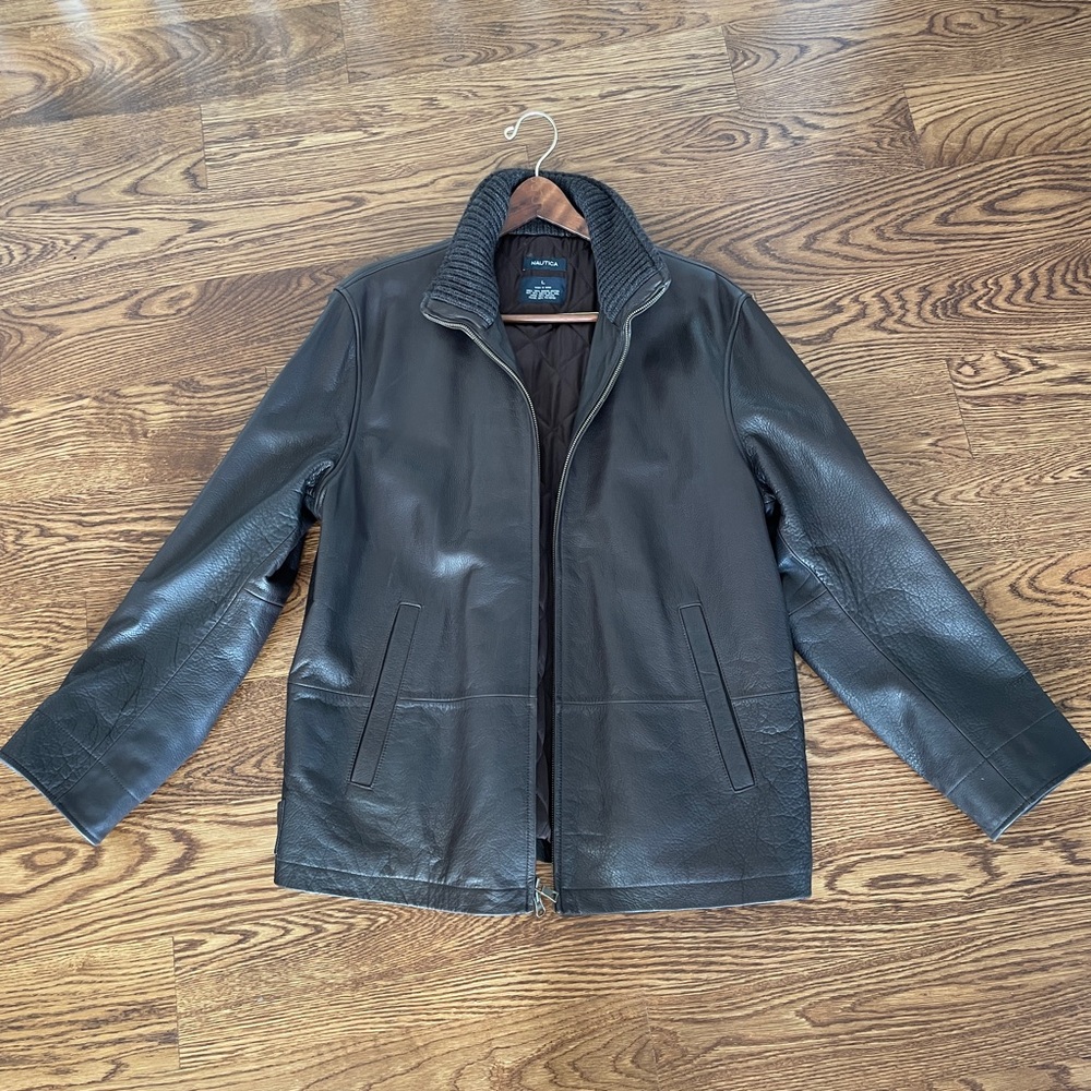 Nautica Leather Jacket Size L